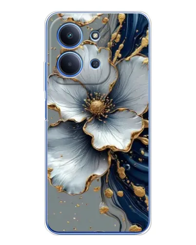 Чехол для Xiaomi Poco C85 с картинкой «Белый цветок и золотой флюид» Чехол для Xiaomi Poco C85 с картинкой «Белый цветок и золотой флюид»