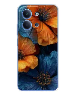 Чехол для Xiaomi Poco C85 с картинкой «Яркая сине-оранжевая флора» Чехол для Xiaomi Poco C85 с картинкой «Яркая сине-оранжевая флора»