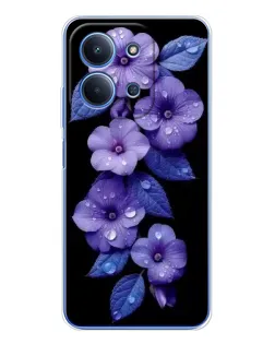 Чохол для Xiaomi Poco C85 з картинкою «Фіолетові квіти з росою»