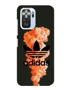 Чехол для Xiaomi POCO F3 с картинкой «Оранжевый дым Adidas»