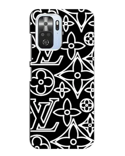 Чехол для Xiaomi POCO F3 с картинкой «Черно-белый узор LV»