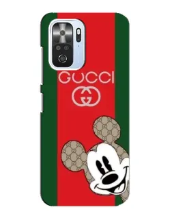 Чехол для Xiaomi POCO F3 с картинкой «Gucci — полосы и Микки»