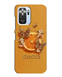 Чехол для Xiaomi POCO F3 с картинкой «Gucci — золотые бабочки»