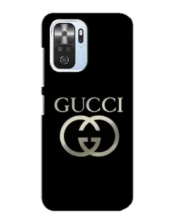 Чехол для Xiaomi POCO F3 с картинкой «Gucci — золото на черном»