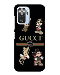 Чехол для Xiaomi POCO F3 с картинкой «Gucci — герои Disney и монограмма»