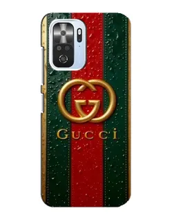 Чехол для Xiaomi POCO F3 с картинкой «Gucci — фирменная полоса и золото»