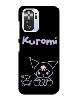 Чехол для Xiaomi POCO F3 с картинкой «Kuromi — черный минимализм»