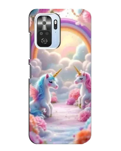 Чехол для Xiaomi POCO F3 с картинкой «Радуга и единороги»
