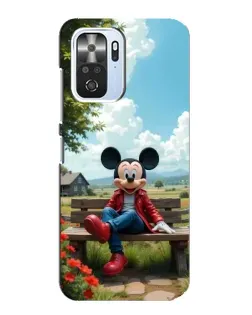 Чехол для Xiaomi POCO F3 с картинкой «Микки на скамейке»