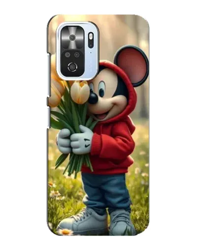 Чехол для Xiaomi POCO F3 с картинкой «Микки с тюльпанами»