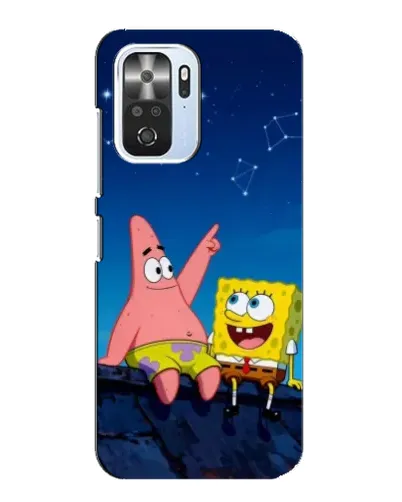 Чехол для Xiaomi POCO F3 с картинкой «Губка Боб и Патрик ночью»