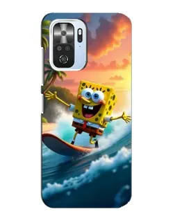 Чехол для Xiaomi POCO F3 с картинкой «Губка Боб серфингист»