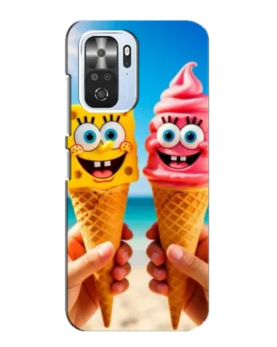 Чехол для Xiaomi POCO F3 с картинкой «Спанч Боб мороженое»