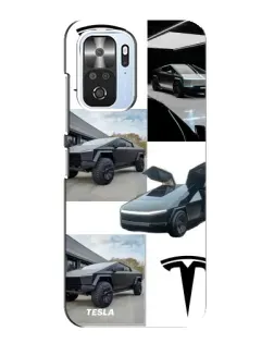Чохол для Xiaomi POCO F3 з картинкою «Колаж Cybertruck Tesla»