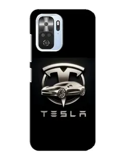 Чохол для Xiaomi POCO F3 з картинкою «Tesla — срібне авто»