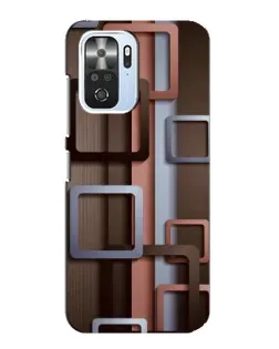 Чехол для Xiaomi POCO F3 с картинкой «Коричневые объемные квадраты»