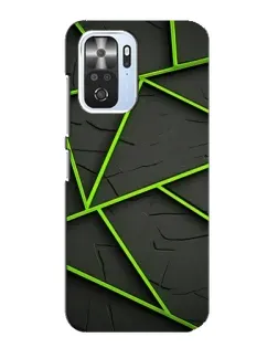 Чехол для Xiaomi POCO F3 с картинкой «Зеленые геометрические линии»