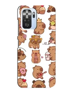 Чехол для Xiaomi POCO F3 с картинкой «Стикерпак с капибарами»