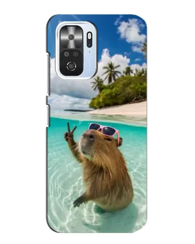 Чехол для Xiaomi POCO F3 с картинкой «Капибара на море»