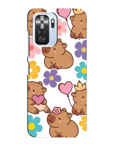 Чехол для Xiaomi POCO F3 с картинкой «Цветочный паттерн капибар»