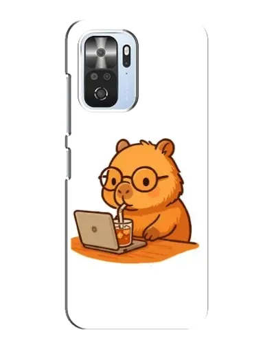 Чехол для Xiaomi POCO F3 с картинкой «Капибара с ноутбуком»
