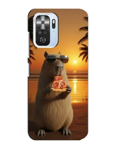 Чехол для Xiaomi POCO F3 с картинкой «Капибара с пиццей»