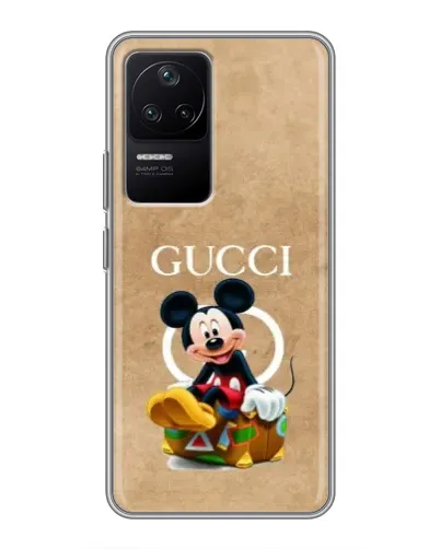 Чехол для Xiaomi POCO F4 (5G) с картинкой «Микки Маус Gucci — крафт» Чехол для Xiaomi POCO F4 (5G) с картинкой «Микки Маус Gucci — крафт»