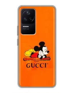 Чехол для Xiaomi POCO F4 (5G) с картинкой «Микки Маус Gucci — оранж»