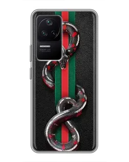 Чехол для Xiaomi POCO F4 (5G) с картинкой «Gucci — змея на полосе»