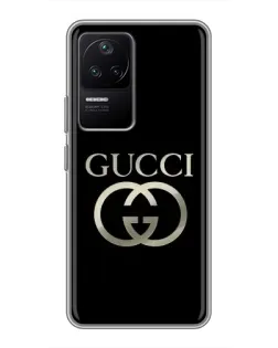Чехол для Xiaomi POCO F4 (5G) с картинкой «Gucci — золото на черном»