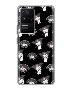Чехол для Xiaomi POCO F4 (5G) с картинкой «Черный паттерн Kuromi»