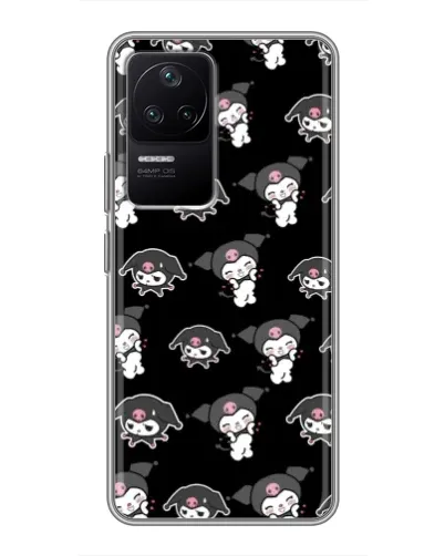 Чехол для Xiaomi POCO F4 (5G) с картинкой «Черный паттерн Kuromi»
