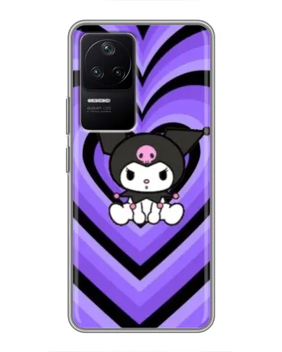 Чехол для Xiaomi POCO F4 (5G) с картинкой «Kuromi и фиолетовые сердца»