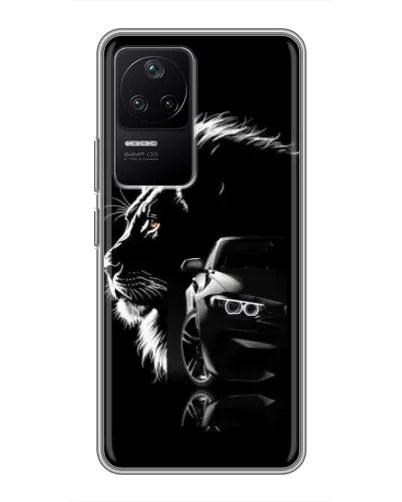 Чехол для Xiaomi POCO F4 (5G) с картинкой «BMW и лев» Чехол для Xiaomi POCO F4 (5G) с картинкой «BMW и лев»