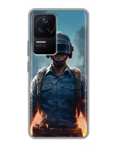 Чехол для Xiaomi POCO F4 (5G) с картинкой «PUBG — реалистичный герой»