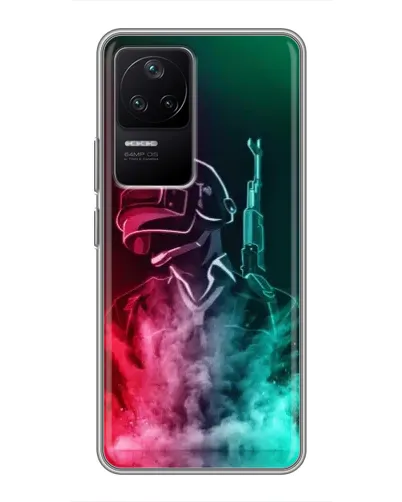 Чехол для Xiaomi POCO F4 (5G) с картинкой «PUBG — огненный воин»