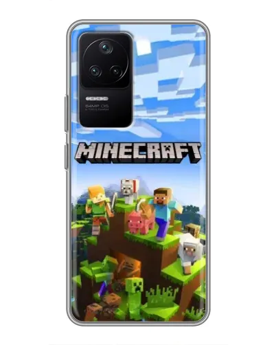 Чехол для Xiaomi POCO F4 (5G) с картинкой «Minecraft классический мир»