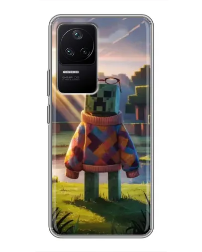 Чехол для Xiaomi POCO F4 (5G) с картинкой «Крипер в свитере»