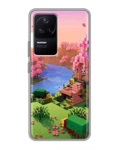 Чехол для Xiaomi POCO F4 (5G) с картинкой «Розовое дерево Minecraft»