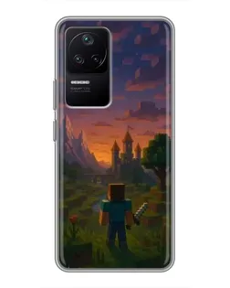 Чехол для Xiaomi POCO F4 (5G) с картинкой «Стив у башни» Чехол для Xiaomi POCO F4 (5G) с картинкой «Стив у башни»