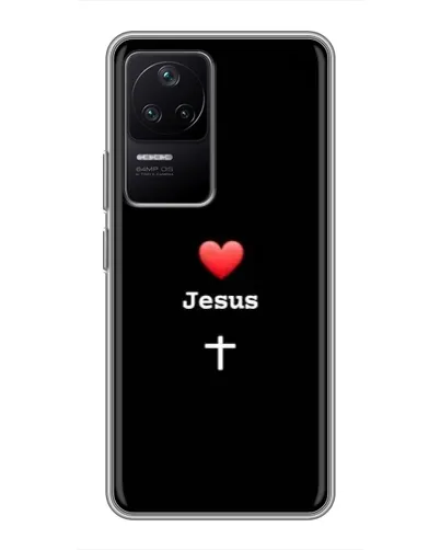 Чехол для Xiaomi POCO F4 (5G) с картинкой «Сердце - Jesus»