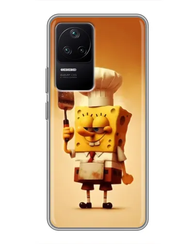 Чехол для Xiaomi POCO F4 (5G) с картинкой «Губка Боб повар»