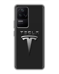 Чохол для Xiaomi POCO F4 (5G) з картинкою «Сталевий логотип Tesla»