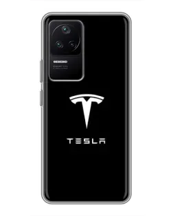 Чохол для Xiaomi POCO F4 (5G) з картинкою «Tesla White Logo»