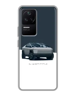 Чохол для Xiaomi POCO F4 (5G) з картинкою «Сріблястий Cybertruck Tesla»