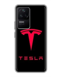 Чохол для Xiaomi POCO F4 (5G) з картинкою «Tesla Red Logo»