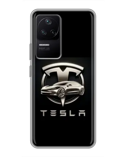 Чехол для Xiaomi POCO F4 (5G) с картинкой «Tesla — серебристое авто» Чехол для Xiaomi POCO F4 (5G) с картинкой «Tesla — серебристое авто»