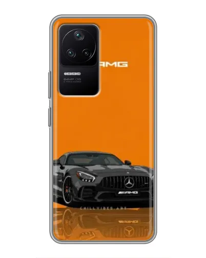 Чехол для Xiaomi POCO F4 (5G) с картинкой «Оранжевый Mercedes AMG»