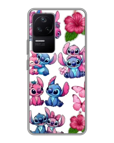 Чехол для Xiaomi POCO F4 (5G) с картинкой «Стикеры Stitch и Angel»