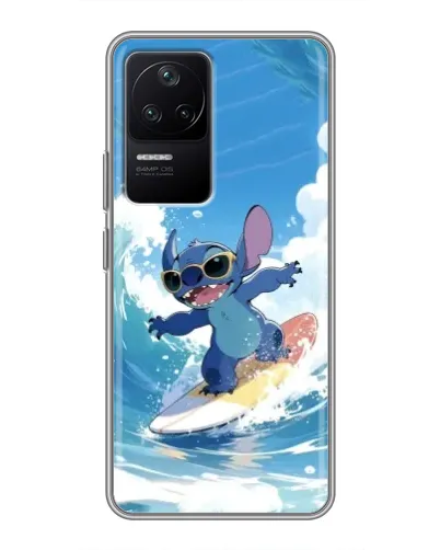 Чехол для Xiaomi POCO F4 (5G) с картинкой «Стич на волне»